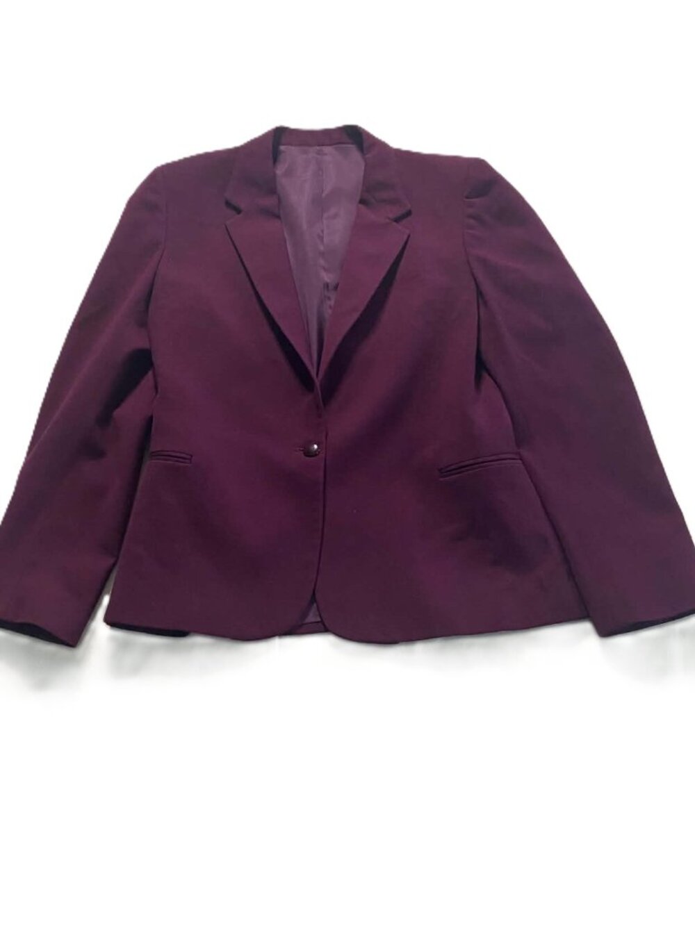 Vintage SIR FOR HER Wool Blazer Women's Small Burgundy 100% Wool Shoulder Pads